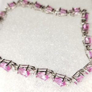Pink crystal tennis bracelet